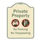 Signmission Designer Series-Private Property No Parking Or Trespassing With Symbols, 24" x 18", TG-1824-9916 A-DES-TG-1824-9916 - alternate 1
